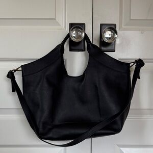 Madewell Black Leather Tote Bag